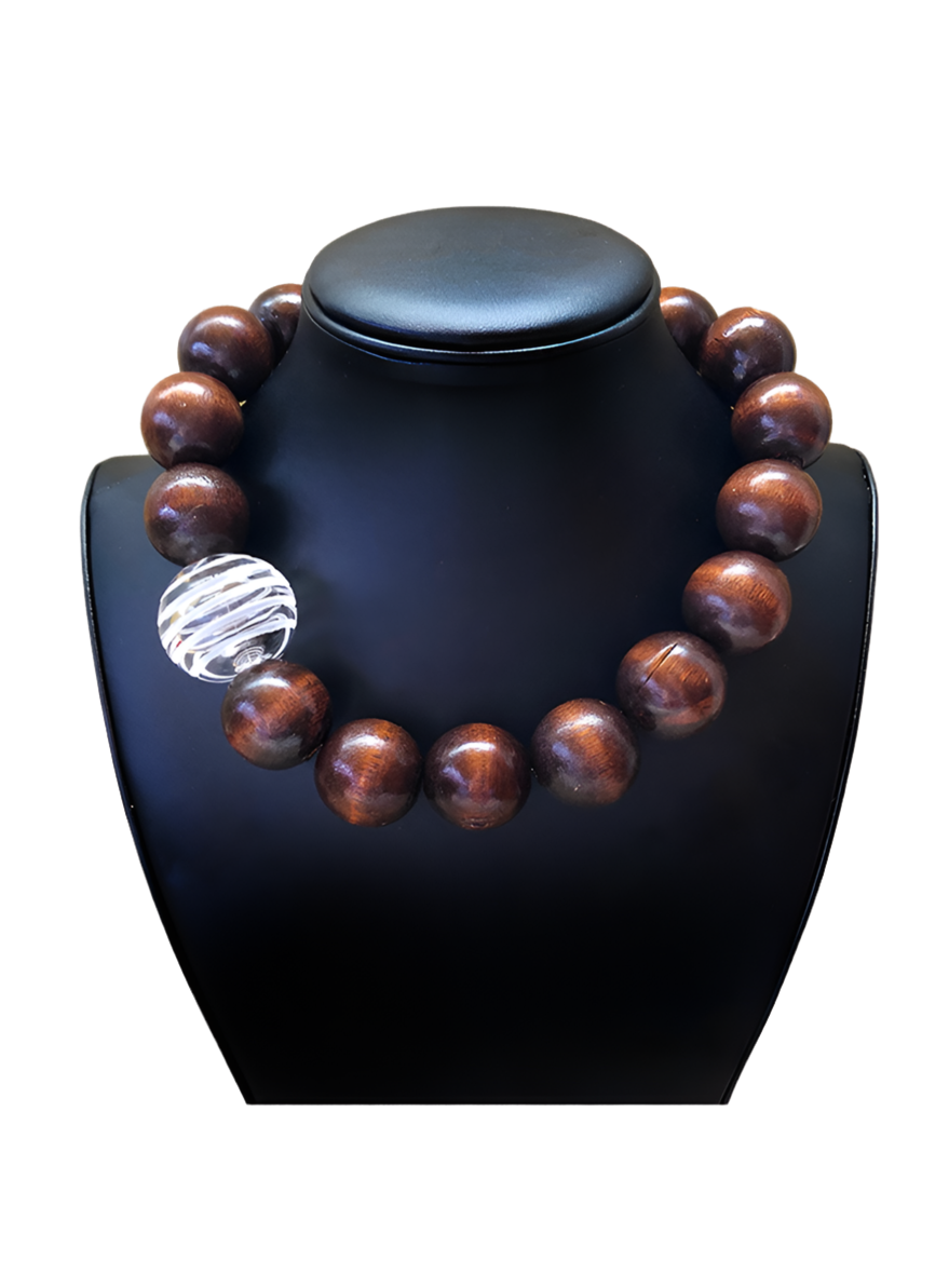 Blown Glass & Wood Choker