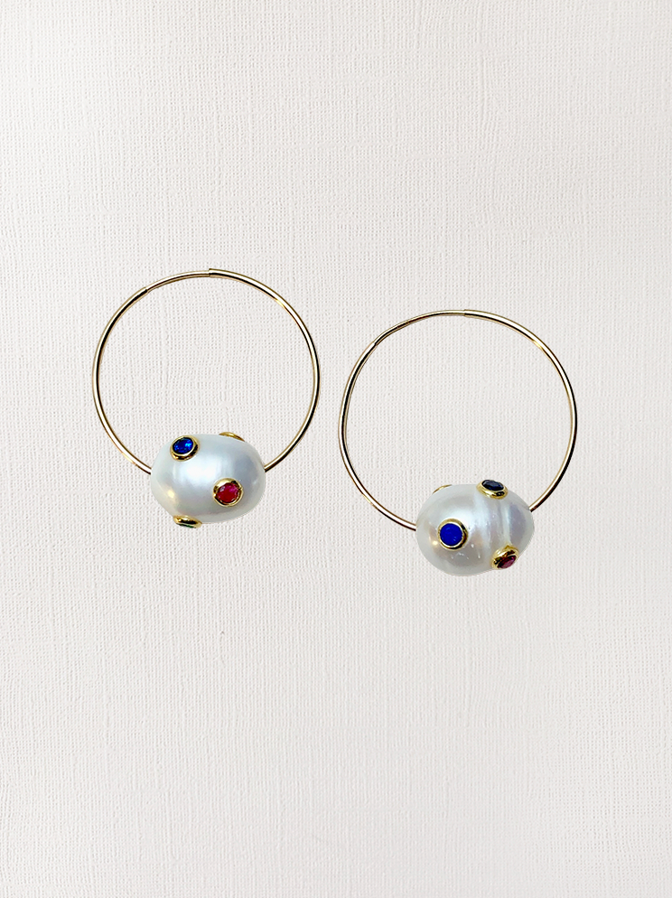 Pearl Vermeil Hoops