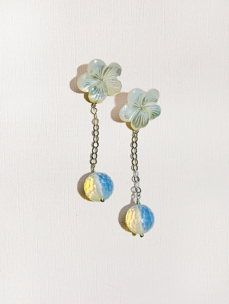 Mother-of-Pearl Sea Opal Flower Earrings