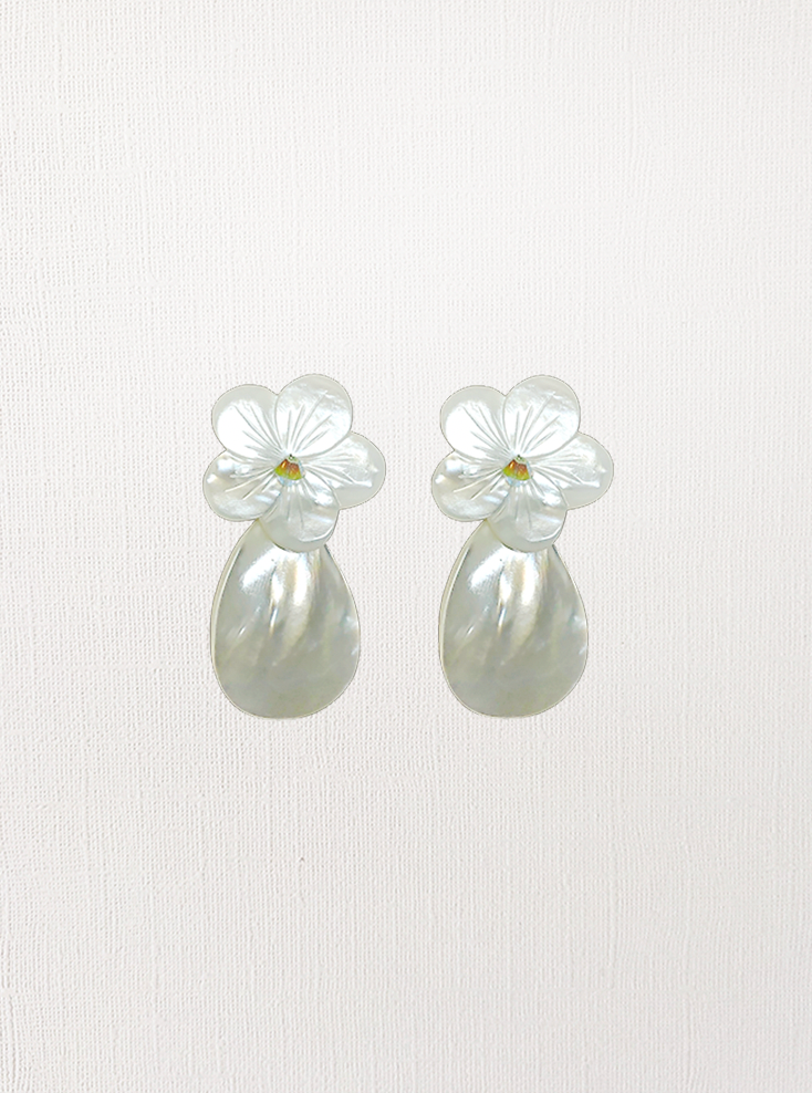 Mother-of-Pearl Swarovski Flower Earrings