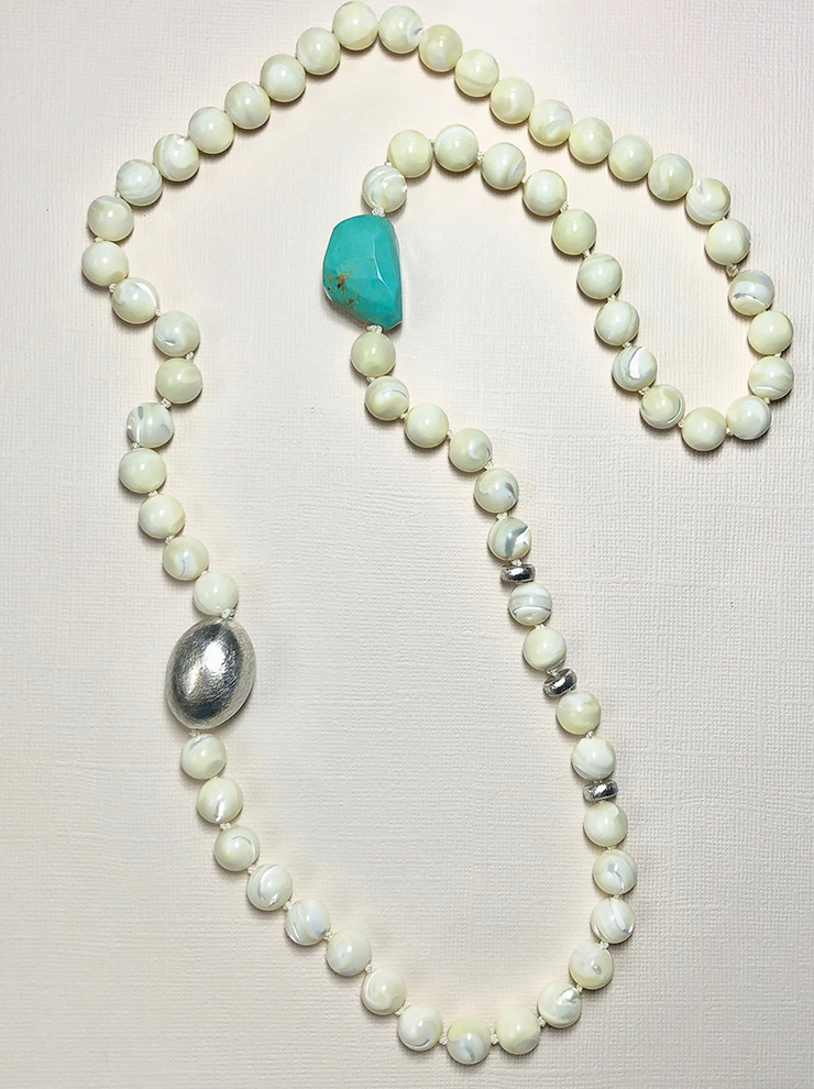 Mother-of-Pearl Turquoise Slip-on Necklace