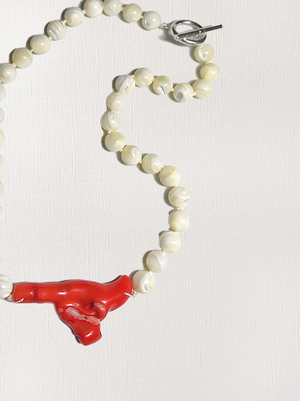 Mother-of-Pearl Coral Pendant Necklace