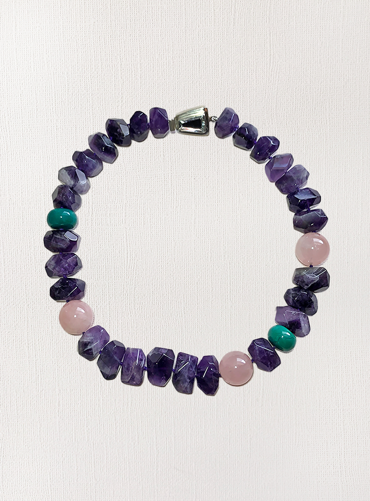Amethyst, Turquoise & Rose Quartz Necklace