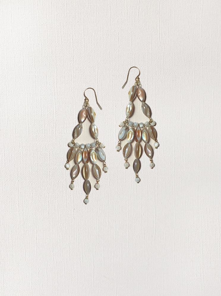 Shell Gold Chandelier Earrings