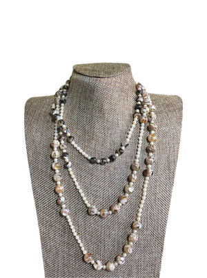 Mosaic Shell & Mother-of-Pearl Wrap Necklace