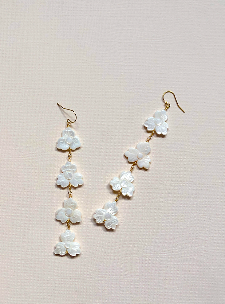 Mother-of-Pearl Flower Drop Earrings