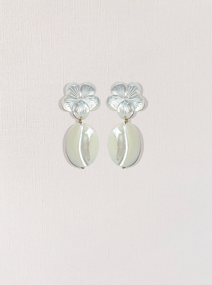 Mother-of-Pearl Flower Earrings