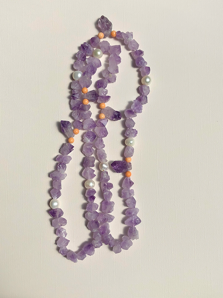 Amethyst & Coral Slip-on Necklace