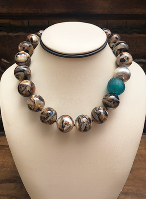 Mosaic Shell & Glass Necklace
