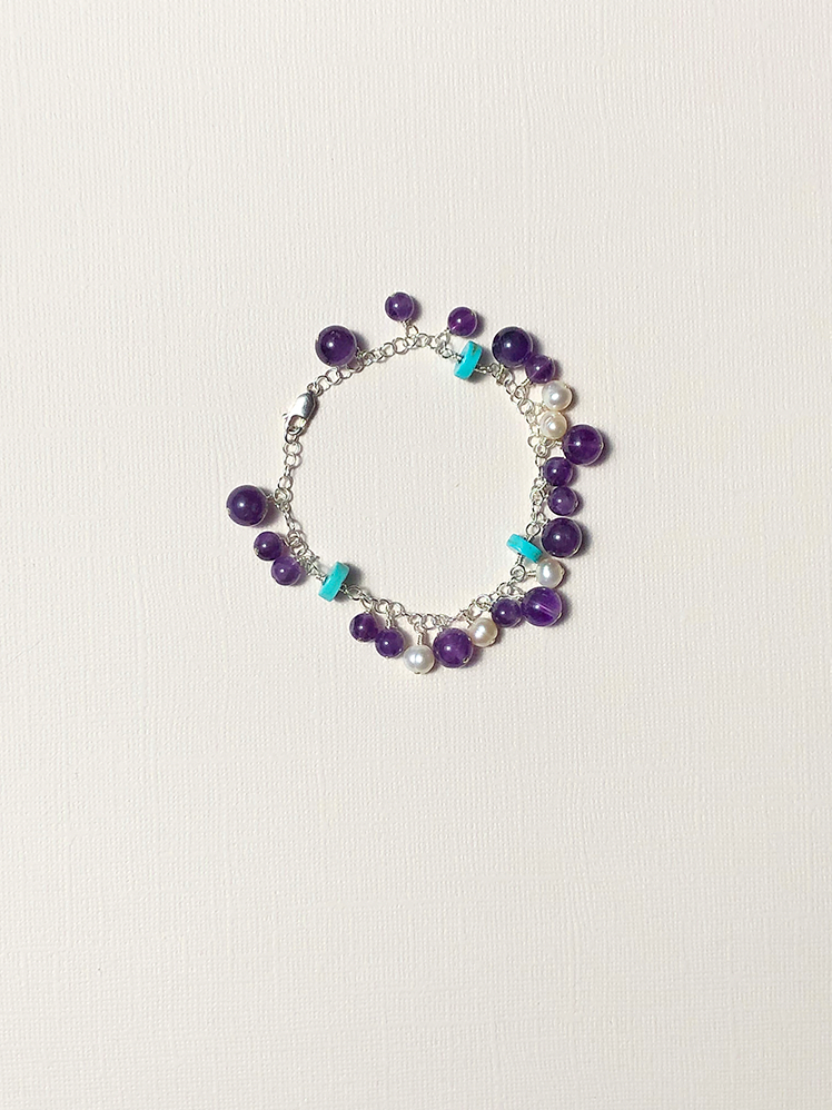 Amethyst & Turquoise Chain Bracelet